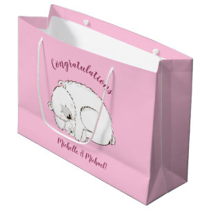 Grand Sac Cadeau Fille rose Baby shower de l'ours polaire