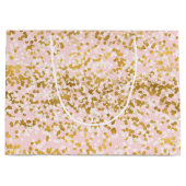 Grand Sac Cadeau Fille Rose or blanc Confet (Devant)