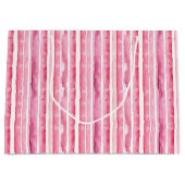 Grand Sac Cadeau Fille rose rayures blanches (Devant)