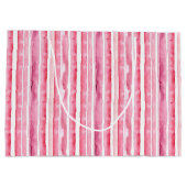 Grand Sac Cadeau Fille rose rayures blanches (Dos)