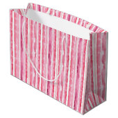 Grand Sac Cadeau Fille rose rayures blanches (Dos Angle)