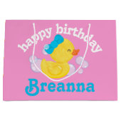 Grand Sac Cadeau Fille Rubber Ducky Personnalisé Anniversaire (Devant)