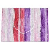 Grand Sac Cadeau Fille violet rose rose rouge rayures Noël (Devant)