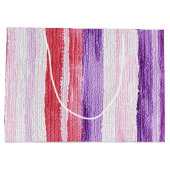 Grand Sac Cadeau Fille violet rose rose rouge rayures Noël (Dos)