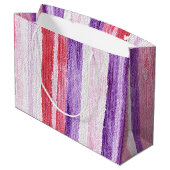 Grand Sac Cadeau Fille violet rose rose rouge rayures Noël (Dos Angle)