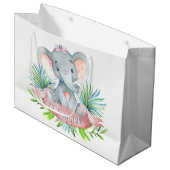 Grand Sac Cadeau Filles Baby shower Eléphant mignon (Devant Angle)