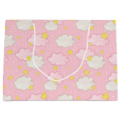 Grand Sac Cadeau Filles Roses Nuages Célestes (Devant)