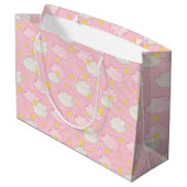 Grand Sac Cadeau Filles Roses Nuages Célestes (Dos Angle)