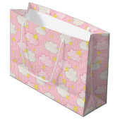 Grand Sac Cadeau Filles Roses Nuages Célestes (Devant Angle)