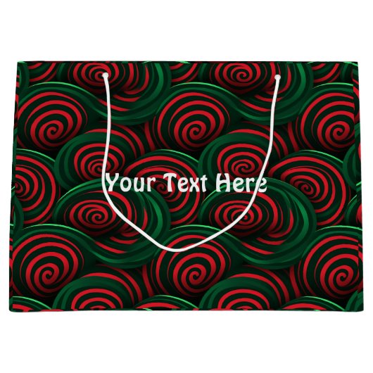 Grand Sac Cadeau Fils rouges et verts de Noël 3D (Devant)