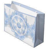 Grand Sac Cadeau Flacon de neige bleu glace (Devant Angle)