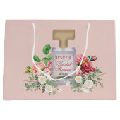 Grand Sac Cadeau Flacon de parfum rose poudré Fleurs Mariage  (Devant)