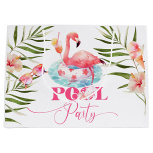 Grand Sac Cadeau Flamant rose pool fête Anniversaire