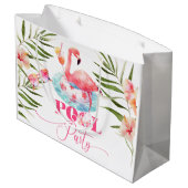 Grand Sac Cadeau Flamant rose pool fête Anniversaire (Dos Angle)