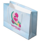 Grand Sac Cadeau Flamant rose rose avec pastèque et ananas (Devant Angle)