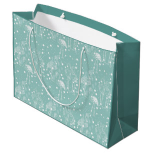 Grand Sac Cadeau Flamants roses blancs de style scandinave sur Turq