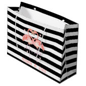 Grand Sac Cadeau Flamants roses Roses En Amour, Blancs Noirs (Devant Angle)