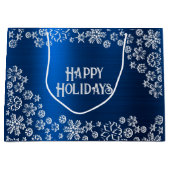 Grand Sac Cadeau Flammes blanches de Noël Flammes de neige bleu mar (Devant)