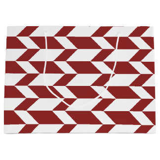 Grand Sac Cadeau Flèche Chevron Gras Deux Tons Blancs Rouge
