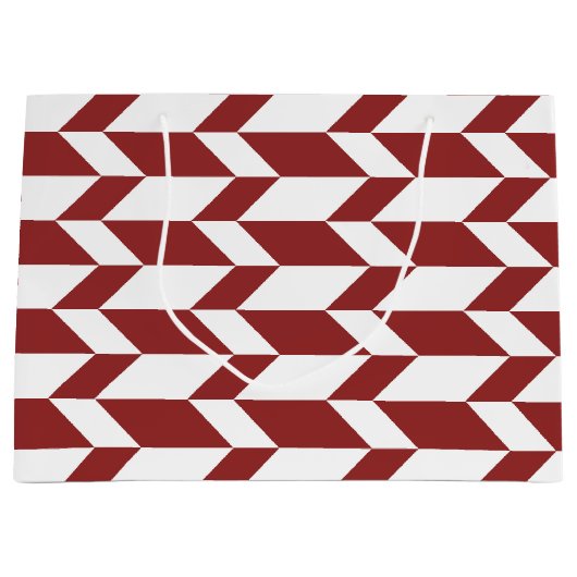 Grand Sac Cadeau Flèche Chevron Gras Deux Tons Blancs Rouge (Devant)