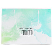 Grand Sac Cadeau Flèches Abstraites vert et bleu (Devant)