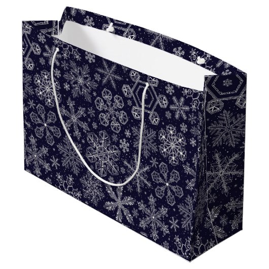 Grand Sac Cadeau Flèches blanches sur bleu (Dos Angle)