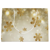 Grand Sac Cadeau Flèches de neige en or (Devant)