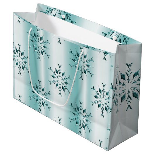 Grand Sac Cadeau Flèches turquoises de Noël (Devant Angle)