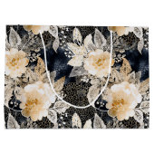 Grand Sac Cadeau Fleur Animalière Crème et Noir Sauvage Léopard (Dos)