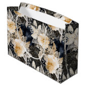 Grand Sac Cadeau Fleur Animalière Crème et Noir Sauvage Léopard (Dos Angle)