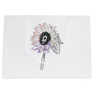 Grand Sac Cadeau Fleur Arc-en-ciel Art Funky