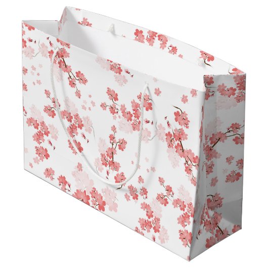 Grand Sac Cadeau Fleur cerise 2 (Dos Angle)