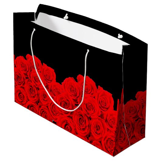 Grand Sac Cadeau Fleur chaude Roses rouges noires (Dos Angle)