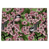 Grand Sac Cadeau Fleur de cerisiers et poulets verts (Devant)