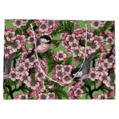 Grand Sac Cadeau Fleur de cerisiers et poulets verts (Dos)