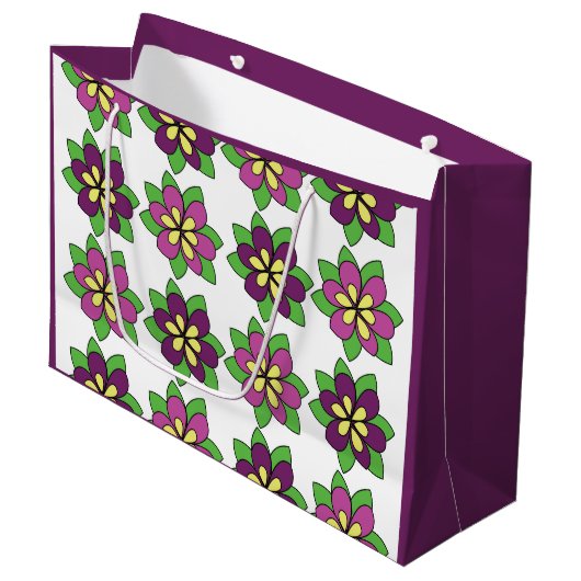 Grand Sac Cadeau Fleur de clématite pourpre (Devant Angle)