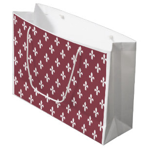 Grand Sac Cadeau Fleur de Lys victorienne Rose foncé