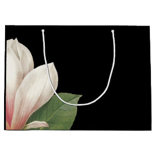 Grand Sac Cadeau Fleur de Magnolia du Sud Blanc rose noir