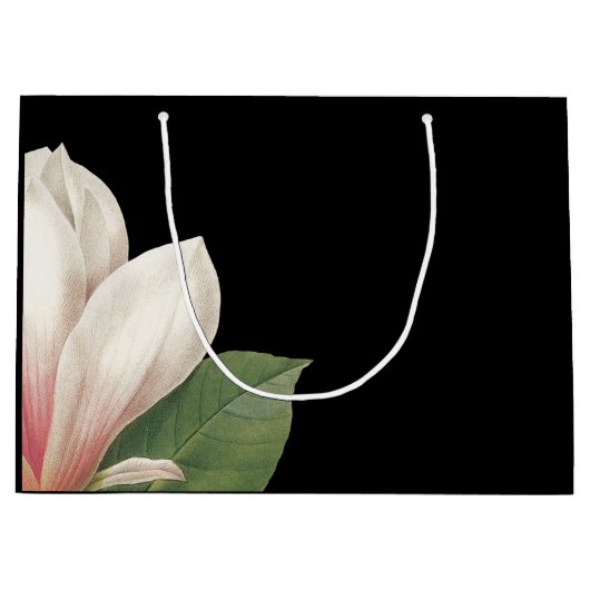 Grand Sac Cadeau Fleur de Magnolia du Sud | Blanc rose noir (Devant)