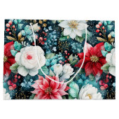 Grand Sac Cadeau Fleur de Noël aux couleurs éclatantes (Dos)