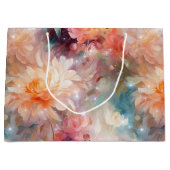 Grand Sac Cadeau Fleur de rose pêche orange  (Devant)