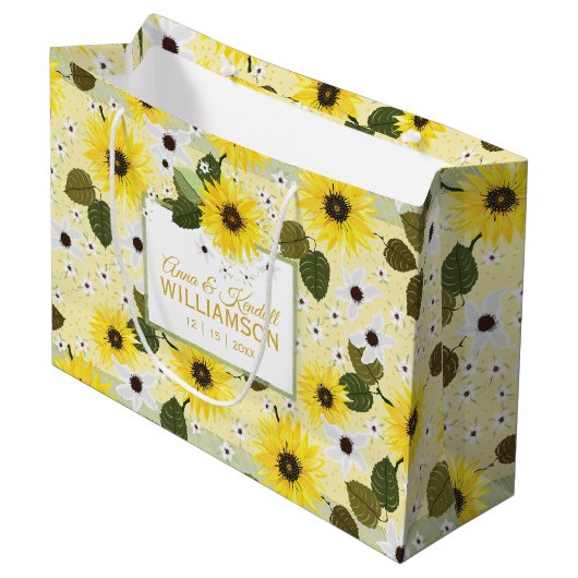 Grand Sac Cadeau Fleur de tournesol jaune Floral (Devant Angle)