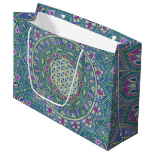 Grand Sac Cadeau Fleur de Vie - Mandala Style Inde 1