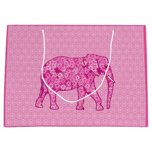 Grand Sac Cadeau Fleur d'éléphant - rose fuchsia (Devant)