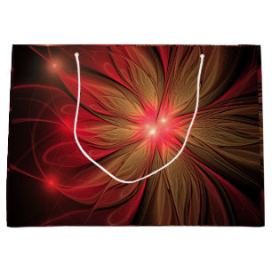 Grand Sac Cadeau Fleur fractale de fansy rouge
