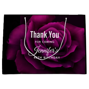 Grand Sac Cadeau Fleur gothique violet-rouge rose Merci d'anniversa