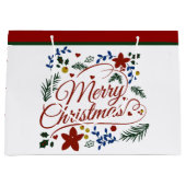 Grand Sac Cadeau Fleur Joyeux Noël (Devant)