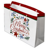 Grand Sac Cadeau Fleur Joyeux Noël (Dos Angle)