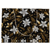 Grand Sac Cadeau Fleur Noir Blanc Or (Dos)