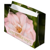 Grand Sac Cadeau Fleur rose complète (Devant Angle)